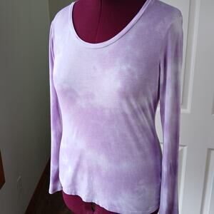 Sundry Tie Dye Long Sleeve Tee 2 (M) repaired lightweight cotton modal purple